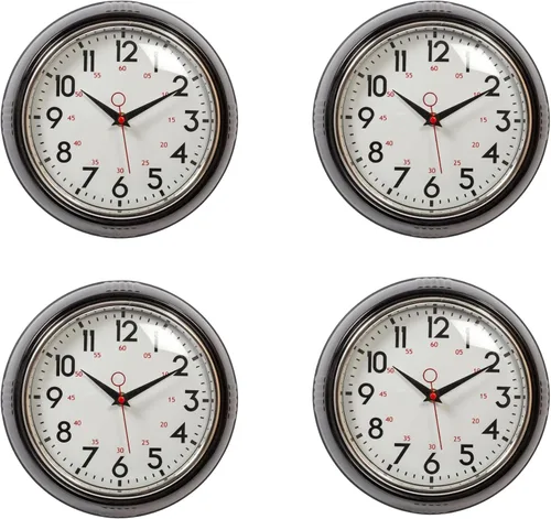 Vista 11 de Kiera Grace, reloj de pared retro con bisel cromado y lente de vidrio convexo, de 9.5 pulgadas, Plástico, Verde, 9.5