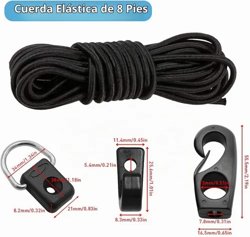 Vista 2 de CLIO Kit de aparejo de cubierta de kayak, cuerda elástica de 8 pies