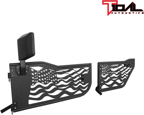 Vista 7 de EAG Puerta tubular de la bandera de Estados Unidos 4 con espejo reflectante apto para Wrangler JK 07-18 4 puertas solamente