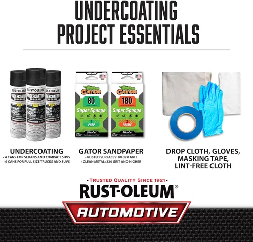 Vista 10 de Aerosol de pintura básica automático de 15 onzas Rust-Oleum 248656, negro profesional Prevención de óxido y corrosión, revestimiento automotriz