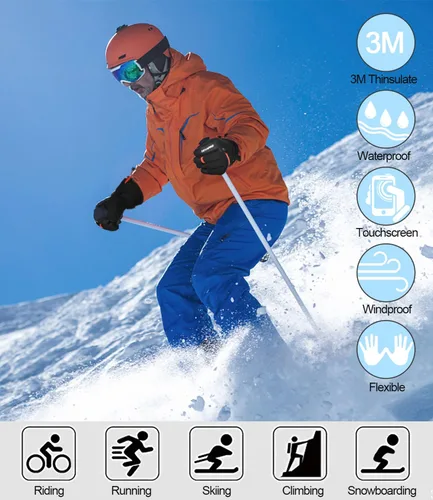Vista 8 de Guantes de invierno para hombres y mujeres, guantes de snowboard y esquí, impermeables y aislados, resistentes al viento para clima frío