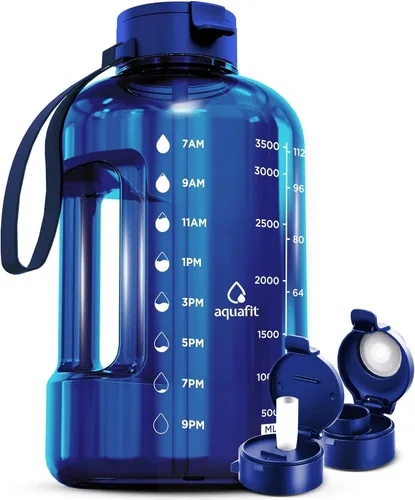 Vista 19 de AQUAFIT 1 Gallon Water Bottle with Time Marker Aguamarina