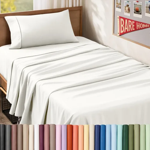 Vista 30 de Bare Home Juego de Sábanas Twin - Sábanas de Cama de Microfibra Ultra-Suave 1800 - Doble Cepillado - Bolsillos Profundos - Ajuste Fácil - Extra