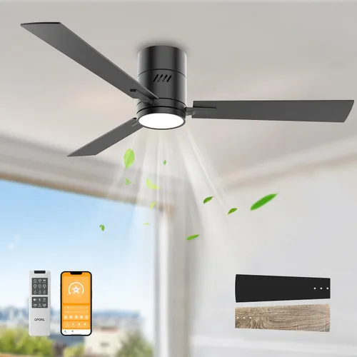 Vista 12 de OPONL 42 inch Low Profile Ceiling fan with Light and Remote Control Negro