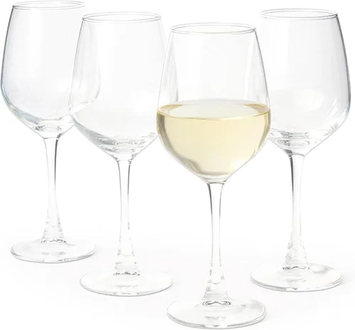 Vista 8 de Amazon Basics Juego de 4 copas de vino tinto con tallo de vidrio transparente de 20 onzas, diseño clásico para cenas diarias, bodas y fiestas, aptas