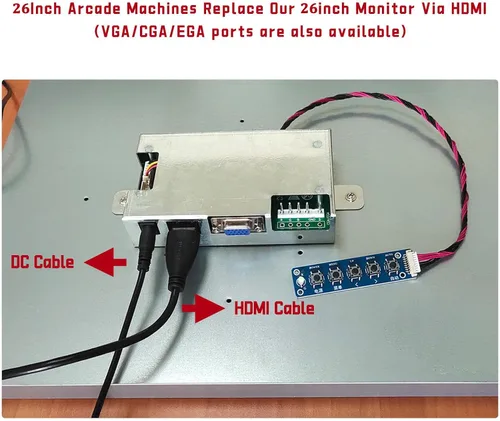 Vista 5 de UNICO Monitor de la arcada de 26 pulgadas, monitor del juego del LCD del ratio 4:3 para la máquina de la arcada de HDMI/VGA/CGA/EGA
