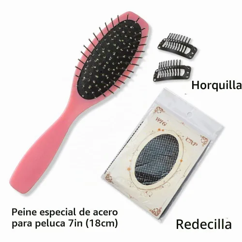 Vista 6 de Peluca larga negra con flequillo, peluca de cabello natural para mujer, peluca de cosplay