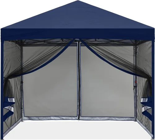 Vista 9 de MASTERCANOPY Toldo desplegable para exteriores de fácil instalación con paredes de malla (8 x 8 pies, rojo) Silver‑coated Waterproof UV‑blocking