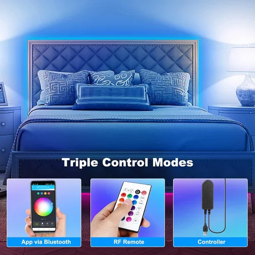 Vista 4 de Tatazone Luces LED Bluetooth RGBWW para TV de 50 a 55 pulgadas con control de aplicación, RGB + retroiluminación blanca sintonizable 3000K-6500K