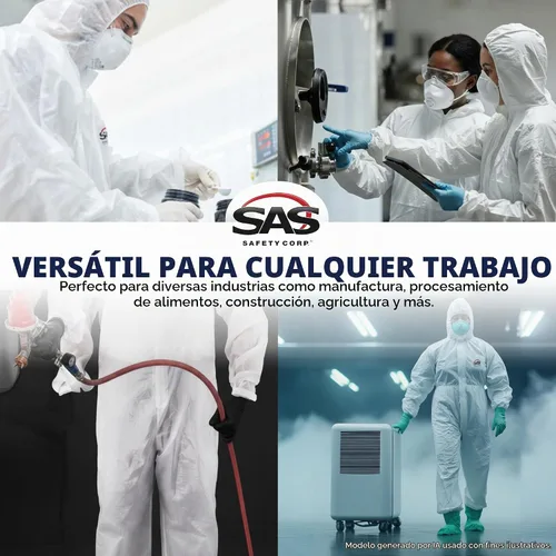 Vista 6 de SAS Safety Corp Overol SAS Moonsuit de Nylon y Algodón Overol de Trabajo Lavable a Máquina con Capucha Completa, Cremallera Frontal Completa