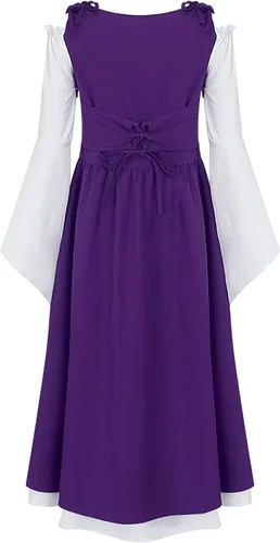 Vista 5 de Shinsto Vestidos de princesa victoriana medieval para niñas, disfraz renacentista para fiesta de Halloween