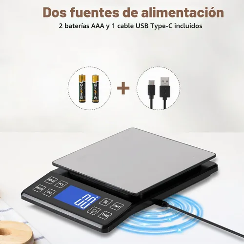 Vista 7 de SEMIER Báscula digital de cocina con alta precisión de 0.1 g/0.001 oz, báscula de panadería de alimentos de 5 kg/11 lb con % de función