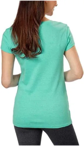 Vista 2 de Kirkland Signature - Camiseta de algodón con cuello en V para mujer (talla M, verde), verde azulado