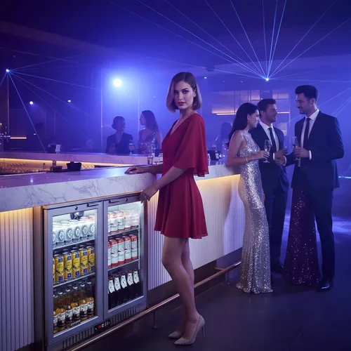 Vista 7 de BODEGA BODEGACOOLER - Enfriadora de barra trasera con 2 puertas de vidrio, refrigerador comercial de acero inoxidable de 7.4 pies cúbicos