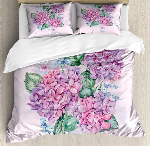 Vista 10 de Ambesonne Cartoon Duvet Cover Set, Pastel Animals Pattern Dragonflies Beetle Ladybug Earth Worm Spring, Decorative 3 Piece Bedding Set with 2 Pillow