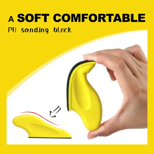 Vista 5 de POLIWELL Kit de micro lijadora de 3.5 x 1 pulgada para proyectos pequeños, herramientas de lijado con mango de detalle + papel de lija de grano 80