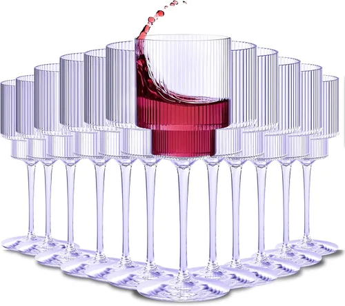 Vista 10 de Lueumxc Copas de vino de plástico – Copas de vino acrílicas de 12 onzas, Origami irrompible, vasos de cóctel de plástico transparente, reciclables