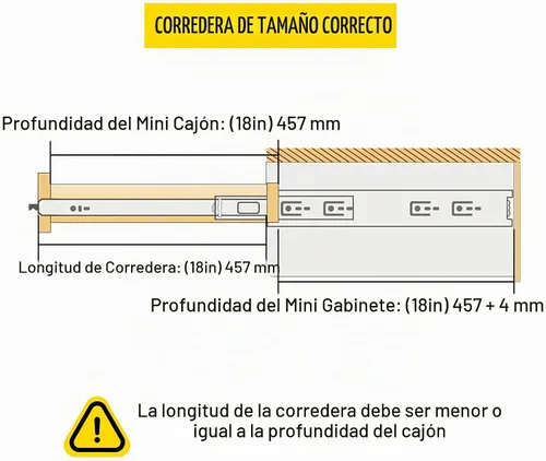 Vista 4 de VEVOR Diapositivas de Cajón de 18 Pulgadas, 1 Par de Diapositivas de Cajón con Bloqueo de 500 Libras de Capacidad de Carga, Montaje Lateral