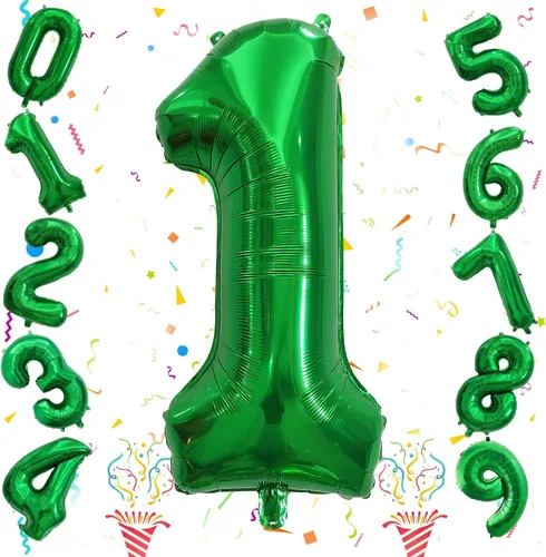 Vista 98 de Globos de Sirena Número 0 de 40 Pulgadas, Juego de Globos de Números Grandes Morado Verde Azulado Arcoíris 0-9, Globos de Números de Papel