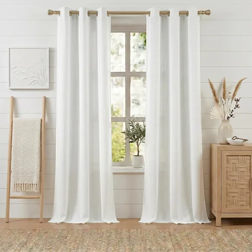 Vista 13 de Anpark Cortinas 100% opacas para dormitorio, cortina opaca de lino estilo granja de 84 pulgadas de largo, juego de 2 paneles, cortinas de ventana