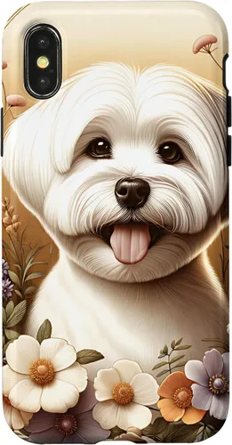 Vista 5 de Maltese Dog Summer Wildflowers Artwork Case for iPhone 17