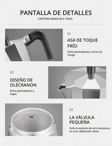 Vista 5 de Yabano - Cafetera de café italiano Moka de 9 tazas