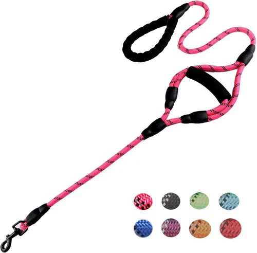 Vista 12 de Love Dream Correa para perro de 5 pies de largo con 2 cómodas asas acolchadas, hilos reflectantes con doble asa para control de seguridad, correa