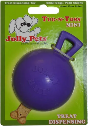 Vista 6 de Jolly Pets Tug-n-Toss - Pelota de juguete resistente para perros con asa, 3 pulgadas/mini, azul, Modelo: 403 BL Mini 3 inch jolly ball with