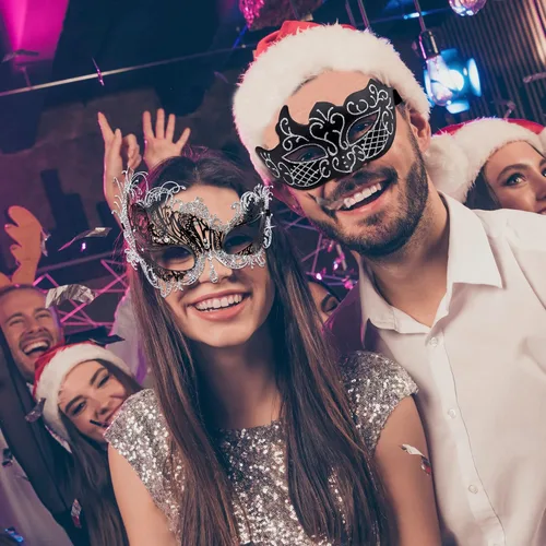 Vista 7 de SIQUK Máscaras de máscaras de metal veneciano para parejas, máscara de disfraz de Halloween, máscara de Mardi Gras para parejas, mujeres y hombres