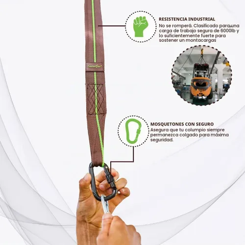 Vista 5 de Swurfer Correas de Árbol para Columpio y Hamaca – Kit de Colgado para Hamaca, Columpios de Árbol, Duradero, Resistente a la Intemperie, Libre