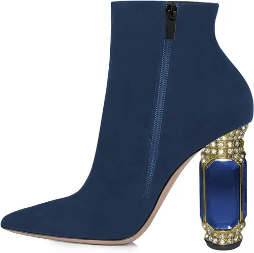 Vista 19 de FSJ Botas de tacón alto con punta puntiaguda para mujer, con tacón alto, con cremallera lateral brillante, estilo casual, para uso diario, zapatos