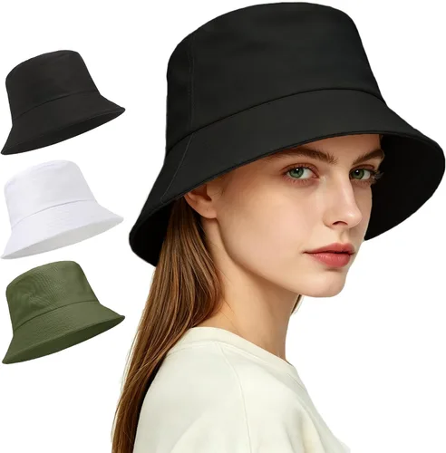 Vista 10 de Paquete de 3 sombreros de verano unisex para actividades al aire libre 3 Negro/Blanco/Beige