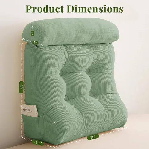 Vista 2 de Sasttie Juego de almohadas de cuña, 2 almohadas de lectura para sentarse, almohada de cuña de cama para dormir, después de una cirugía, reflujo