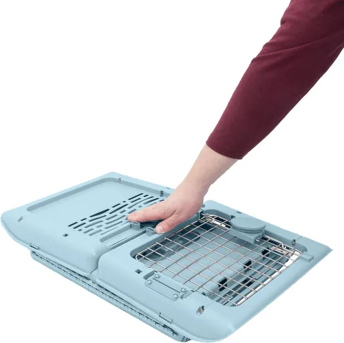 Vista 4 de SportPet Designs Transportador de viaje plegable para mascotas XS (azul), perrera de lados duros para perros pequeños, cachorros, gatos, gatitos
