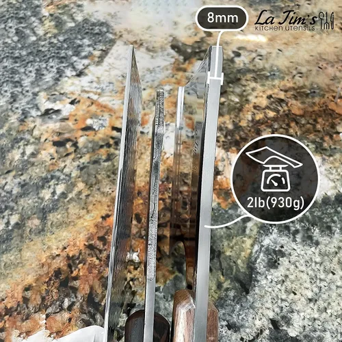 Vista 3 de LA TIM'S Cuchillo de carnicero para carne de 2 libras, cuchillo resistente con acero de alto carbono forjado a mano, cuchillo de carnicero