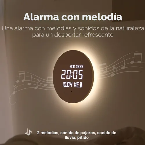 Vista 5 de mooas Reloj de pared LED de luna llena silencioso de madera con control remoto, luz nocturna con retroiluminación, reloj de pared de madera digital