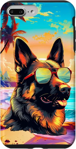 Vista 12 de Funda para iPhone 16 con diseño de pastor alemán, para amantes de los perros, playa, mar, para niños y niñas