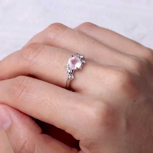 Vista 5 de LUO Anillo redondo de plata de ley 925 con piedra preciosa de 0.276 in para mujer