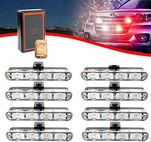 Vista 3 de 16 luces LED de policía estroboscópicas para automóvil, luces reflectivas para tablero de vehículo de emergencia de 12 V