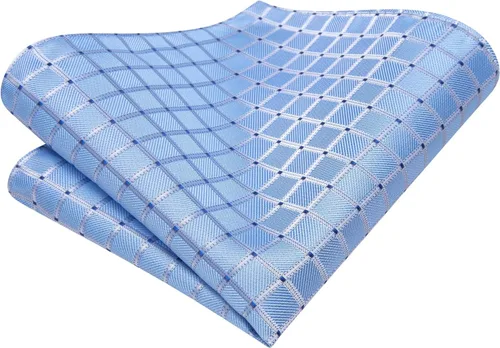 Vista 242 de Hi-Tie Corbatas de seda para hombre, diseño de cachemira a rayas, con bolsillo, gemelos cuadrados, conjunto formal de negocios