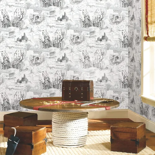 Vista 8 de RoomMates RMK12353PL Harry Potter Mapa Blanco Papel Tapiz Pelar y Pegar