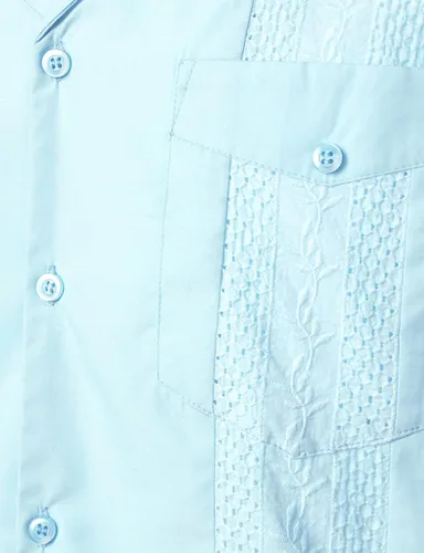 Vista 4 de VATPAVE Camisas de guayabera cubana de manga corta con botones para hombre