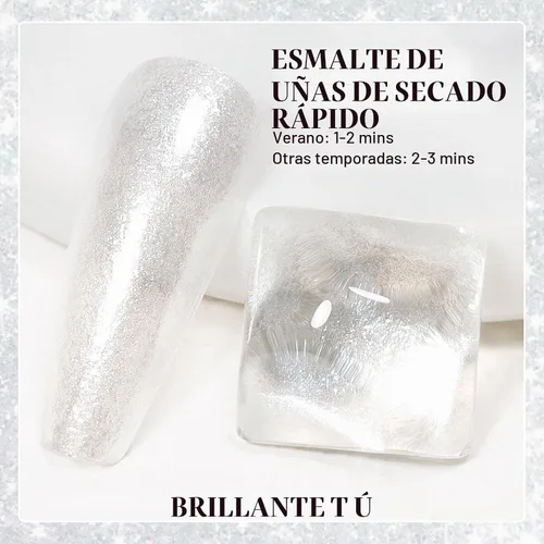Vista 3 de MIZHSE Translucent Shimmering Nail Polish, Quick Dry Clear Glitter White brillo claro