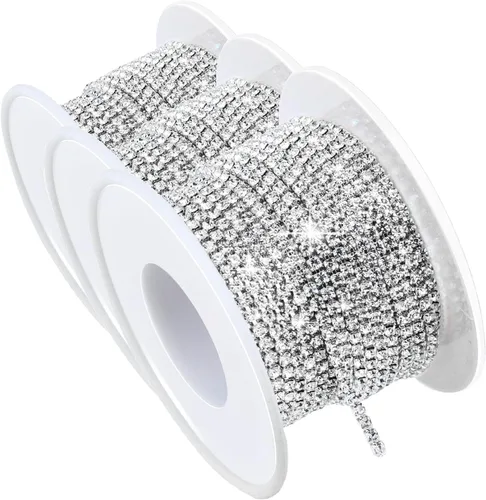 Vista 13 de Dowarm Cadena de cierre de diamantes de imitación de cristal de 10 yardas de 0.079 pulgadas para coser Crocs zapatos, ropa, vasos, cadena de Azul