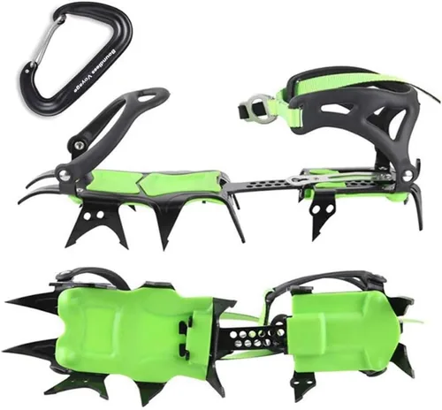 Vista 2 de HUAYE BRS 14 dientes de hielo crampones nieve Skid Spikes invierno botas de nieve cubierta de zapatos Clips con un mosquetón para la nieve al aire