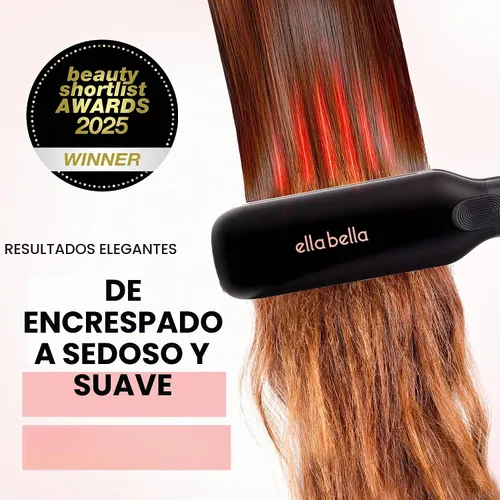 Vista 3 de ELLA BELLA® Plancha plana de titanio para alisar el cabello (con infrarrojos) • Alisador de pelo profesional • Pantalla digital para controlar