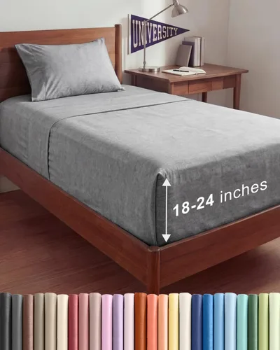 Vista 143 de Sábanas individuales de bolsillo extra profundo, sábanas transpirables y refrescantes de 3 piezas, juego de sábanas de lujo para hotel, suaves, sin
