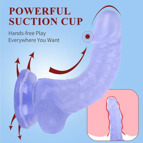 Vista 3 de Consolador sexual realista de 7 pulgadas, consolador suave con eje curvado para estimulación del punto G vaginal, material seguro para el cuerpo