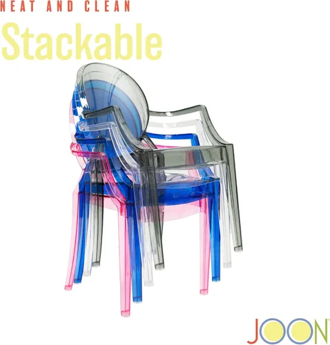Vista 9 de JOON Paquete de 2 sillas fantasma para niños con reposabrazos transparentes, 25 x 13 x 14.5 pulgadas, material de policarbonato, altura del asiento
