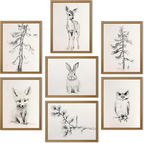 Vista 13 de Arte de pared para guardería, lienzo de animales del bosque, decoración de pared, imágenes de la habitación del bebé, impresiones de animales
